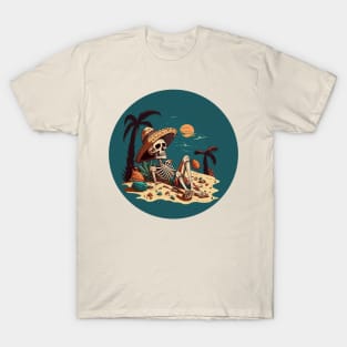 Skeleton chilling at the beach T-Shirt